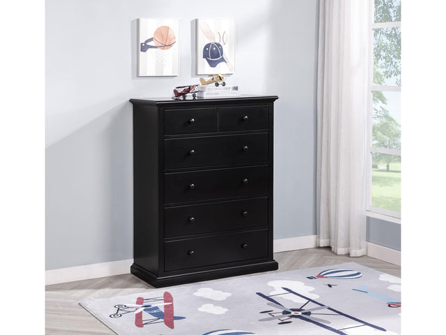 Sumerlin Black 6-drawer Bedroom Chest of Drawers - Ornate Home