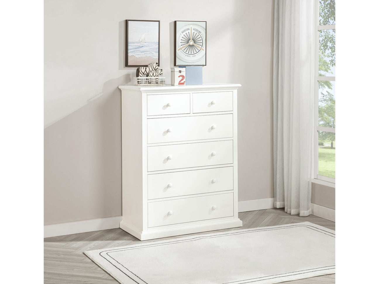 Sumerlin White 6-drawer Bedroom Chest of Drawers - Ornate Home