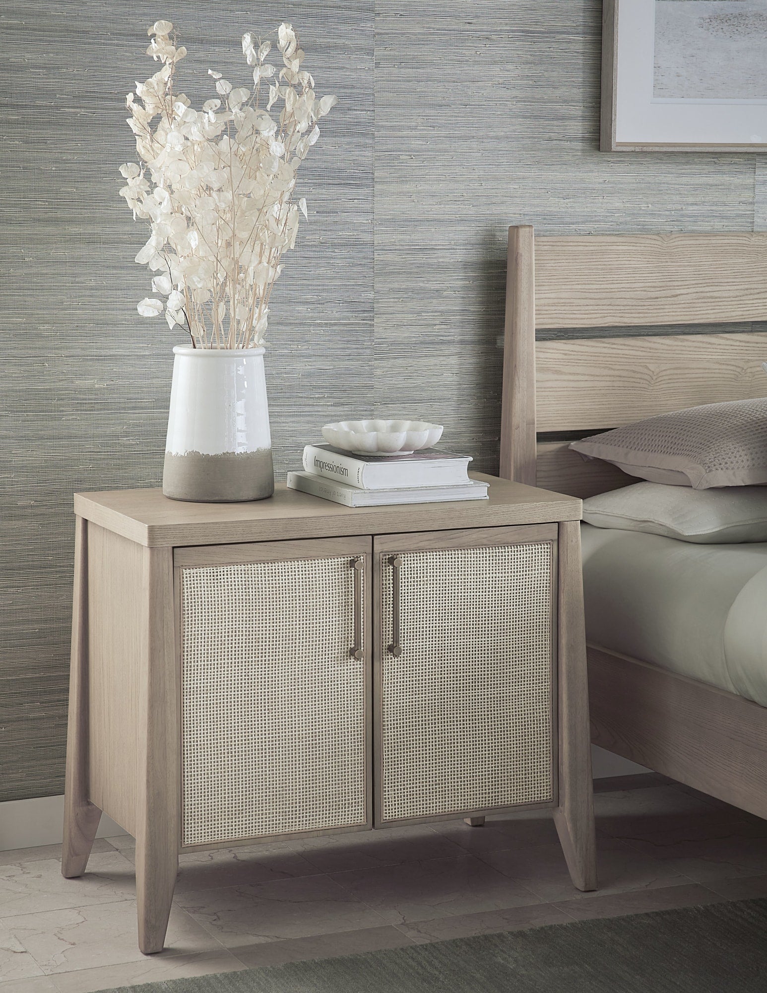 Sumire Ginger/Natural Cane Two Door Ash Wood Bachelor Chest - Ornate Home