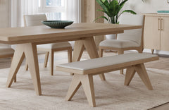 Sumire Upholstered Bench in Ginger and Natural Linen - Ornate Home