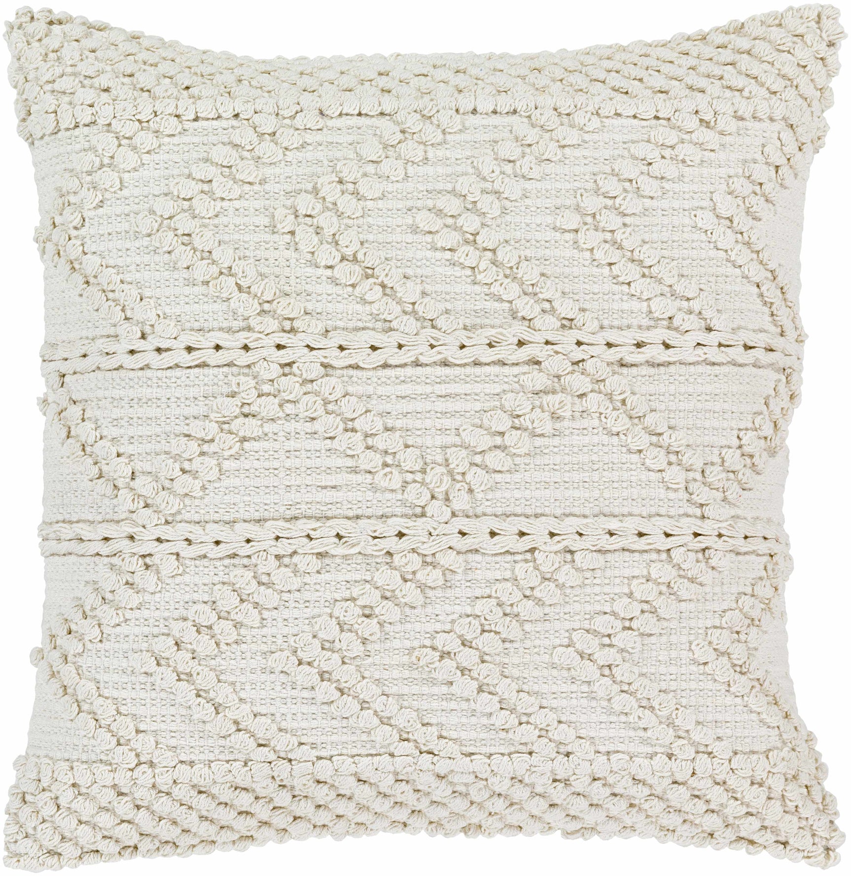 Sumiton White Textured Crochet Cotton Throw Pillow - Ornate Home