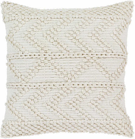 Sumiton White Textured Crochet Cotton Throw Pillow - Ornate Home