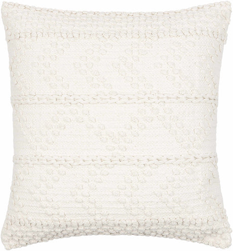 Sumiton White Textured Crochet Cotton Throw Pillow - Ornate Home