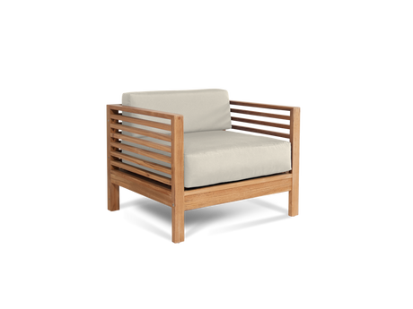 Summer 5-Piece Teak Canvas Outdoor Patio Deep Seating Set with Subrella Canvas Cushion - Ornate Home