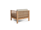 Summer 5-Piece Teak Canvas Outdoor Patio Deep Seating Set with Subrella Canvas Cushion - Ornate Home