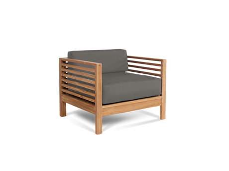 Summer 5-Piece Teak Charcoal Outdoor Patio Deep Seating Set with Subrella Charcoal Cushion - Ornate Home