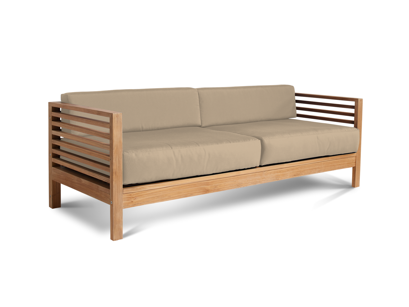 Summer 5-Piece Teak Fawn Outdoor Patio Deep Seating Set with Subrella Fawn Cushion - Ornate Home