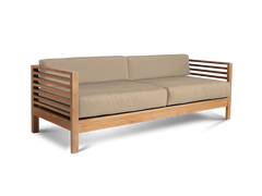Summer 5-Piece Teak Fawn Outdoor Patio Deep Seating Set with Subrella Fawn Cushion - Ornate Home