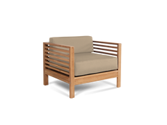 Summer 5-Piece Teak Fawn Outdoor Patio Deep Seating Set with Subrella Fawn Cushion - Ornate Home