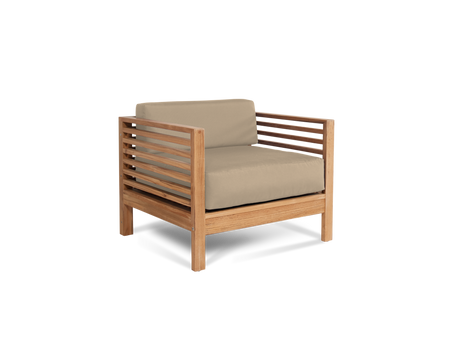 Summer 5-Piece Teak Fawn Outdoor Patio Deep Seating Set with Subrella Fawn Cushion - Ornate Home