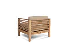 Summer 5-Piece Teak Fawn Outdoor Patio Deep Seating Set with Subrella Fawn Cushion - Ornate Home
