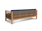 Summer 5-Piece Teak Navy Outdoor Patio Deep Seating Set with Subrella Navy Cushion - Ornate Home