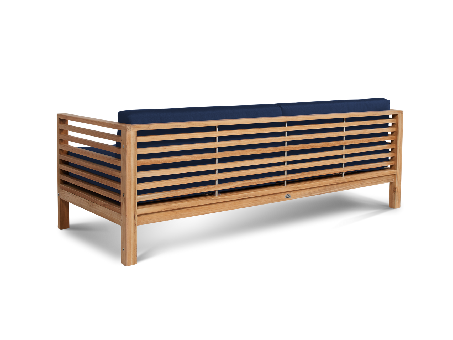 Summer 5-Piece Teak Navy Outdoor Patio Deep Seating Set with Subrella Navy Cushion - Ornate Home