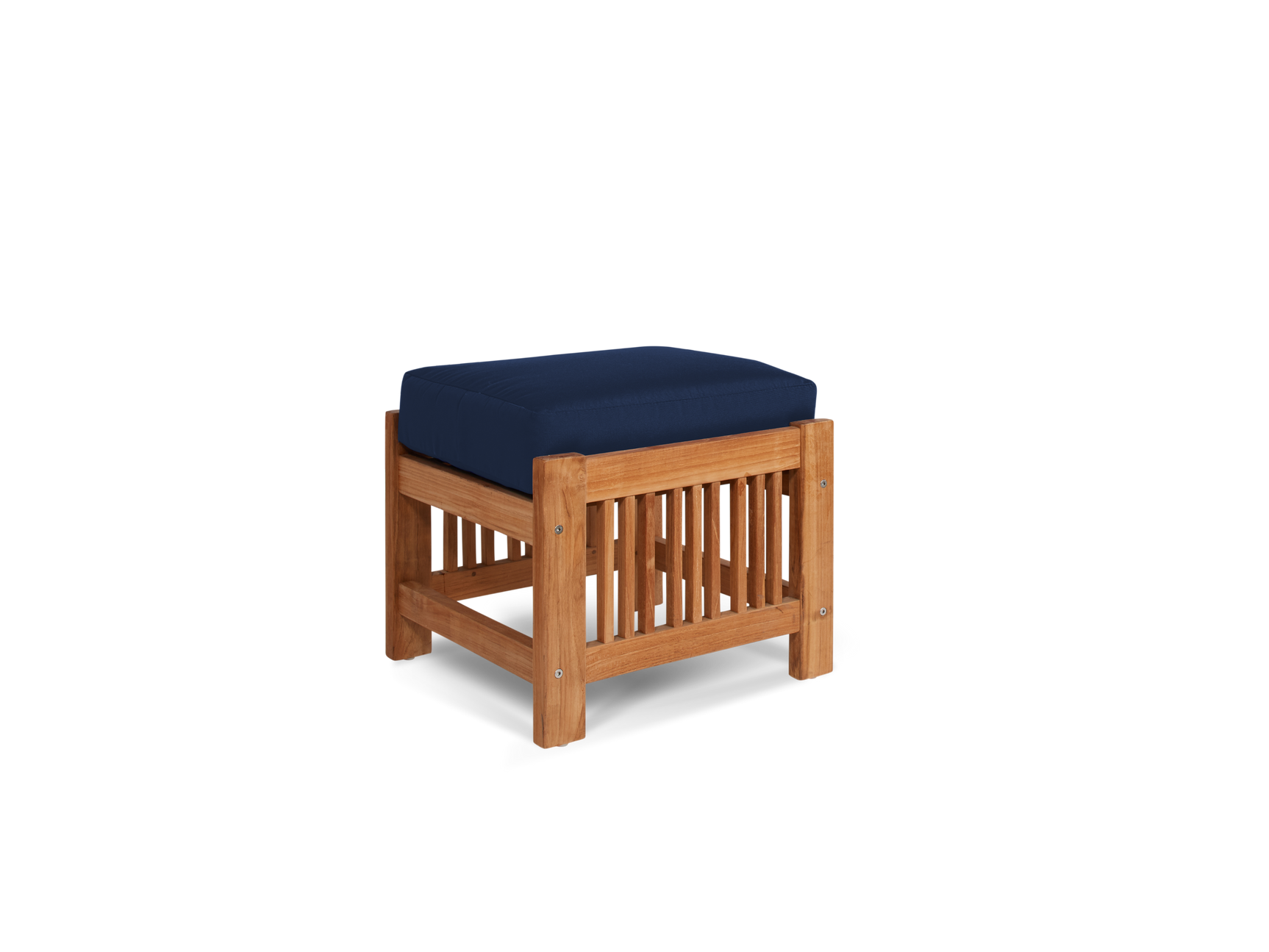 Summer 5-Piece Teak Navy Outdoor Patio Deep Seating Set with Subrella Navy Cushion - Ornate Home