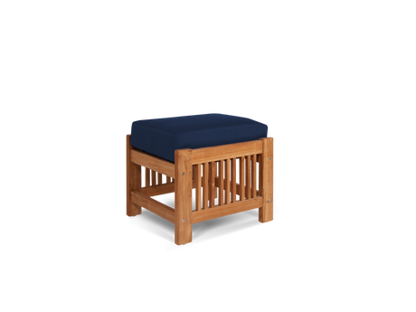 Summer 5-Piece Teak Navy Outdoor Patio Deep Seating Set with Subrella Navy Cushion - Ornate Home