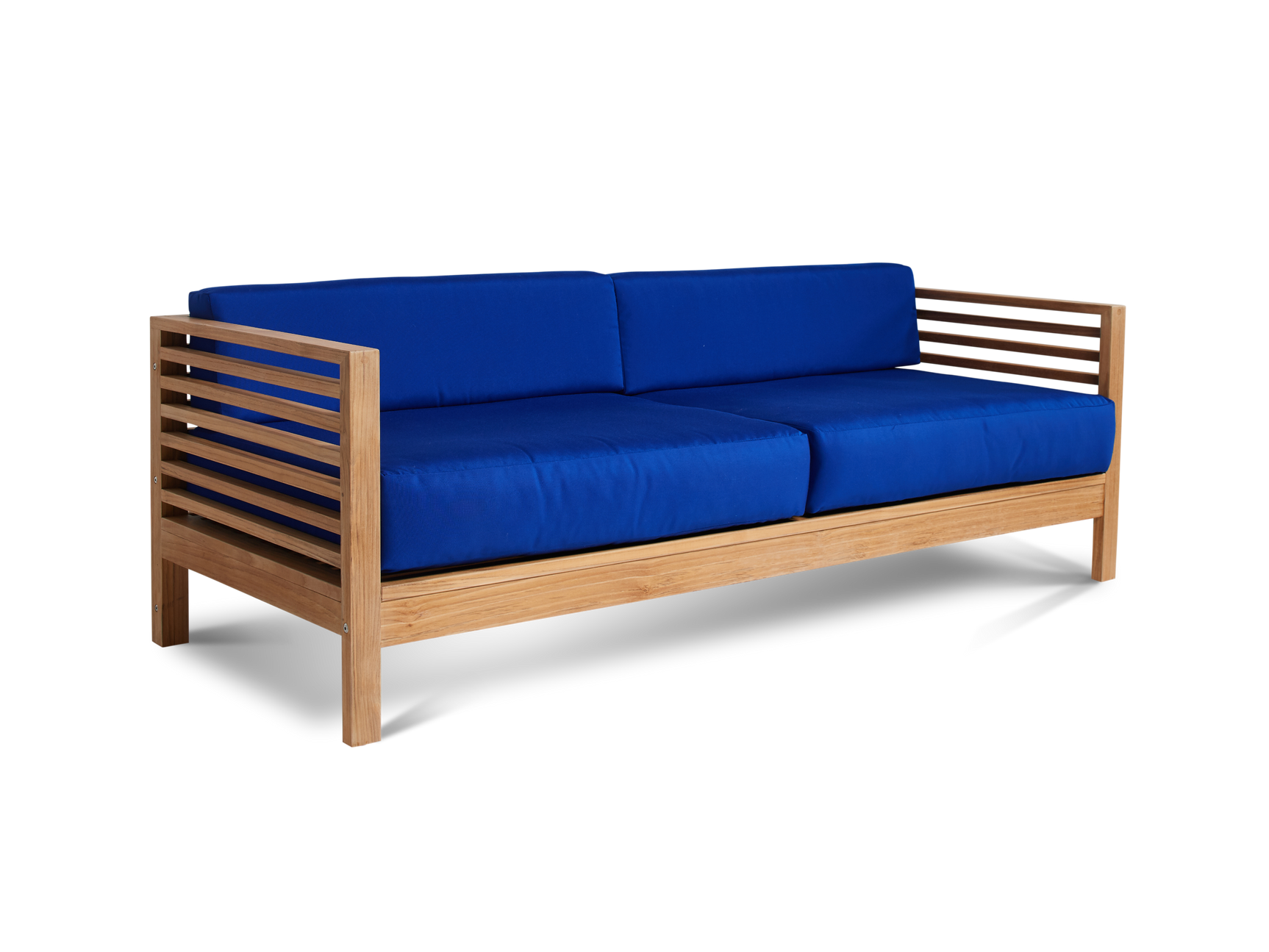 Summer 5-Piece Teak True Blue Outdoor Patio Deep Seating Set with Subrella True Blue Cushion - Ornate Home