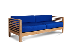 Summer 5-Piece Teak True Blue Outdoor Patio Deep Seating Set with Subrella True Blue Cushion - Ornate Home