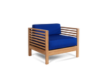 Summer 5-Piece Teak True Blue Outdoor Patio Deep Seating Set with Subrella True Blue Cushion - Ornate Home