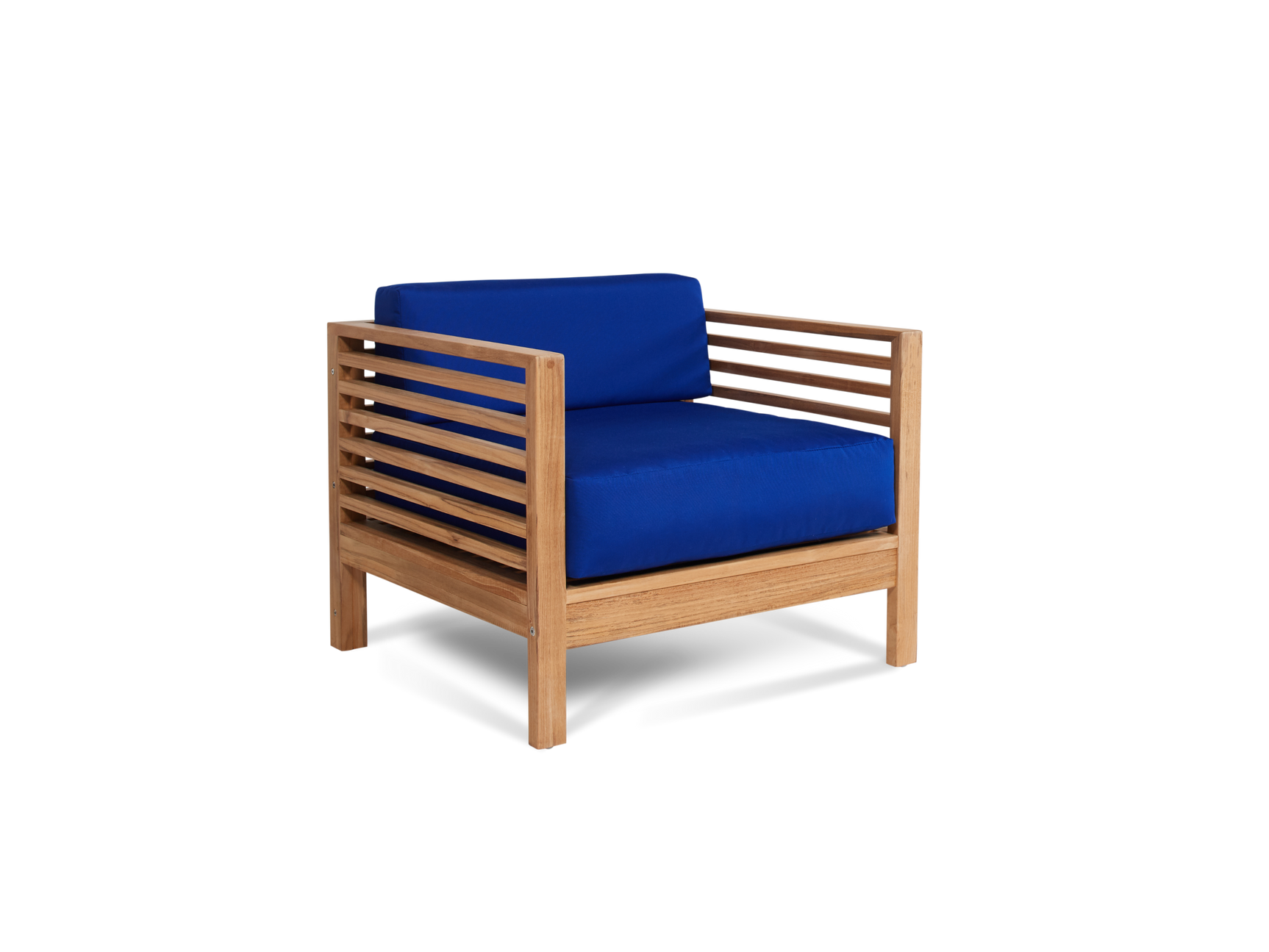 Summer 5-Piece Teak True Blue Outdoor Patio Deep Seating Set with Subrella True Blue Cushion - Ornate Home