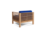 Summer 5-Piece Teak True Blue Outdoor Patio Deep Seating Set with Subrella True Blue Cushion - Ornate Home