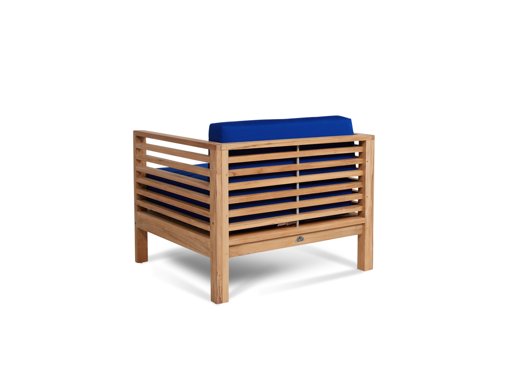 Summer 5-Piece Teak True Blue Outdoor Patio Deep Seating Set with Subrella True Blue Cushion - Ornate Home