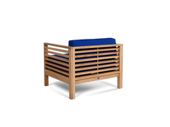 Summer 5-Piece Teak True Blue Outdoor Patio Deep Seating Set with Subrella True Blue Cushion - Ornate Home