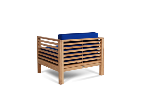 Summer 5-Piece Teak True Blue Outdoor Patio Deep Seating Set with Subrella True Blue Cushion - Ornate Home