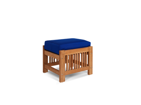 Summer 5-Piece Teak True Blue Outdoor Patio Deep Seating Set with Subrella True Blue Cushion - Ornate Home