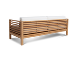 Summer 5-Piece Teak White Outdoor Patio Deep Seating Set with Subrella White Cushion - Ornate Home