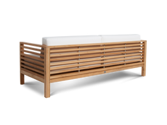 Summer 5-Piece Teak White Outdoor Patio Deep Seating Set with Subrella White Cushion - Ornate Home