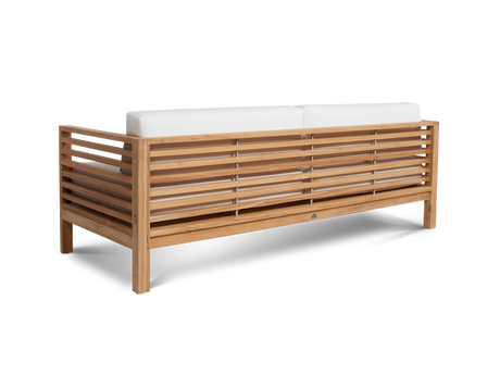 Summer 5-Piece Teak White Outdoor Patio Deep Seating Set with Subrella White Cushion - Ornate Home