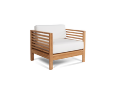 Summer 5-Piece Teak White Outdoor Patio Deep Seating Set with Subrella White Cushion - Ornate Home