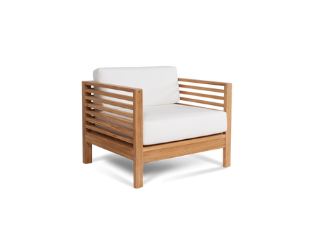 Summer 5-Piece Teak White Outdoor Patio Deep Seating Set with Subrella White Cushion - Ornate Home