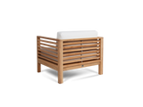 Summer 5-Piece Teak White Outdoor Patio Deep Seating Set with Subrella White Cushion - Ornate Home