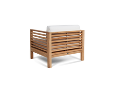 Summer 5-Piece Teak White Outdoor Patio Deep Seating Set with Subrella White Cushion - Ornate Home