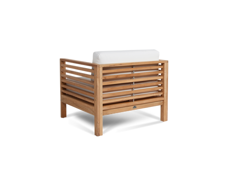 Summer 5-Piece Teak White Outdoor Patio Deep Seating Set with Subrella White Cushion - Ornate Home