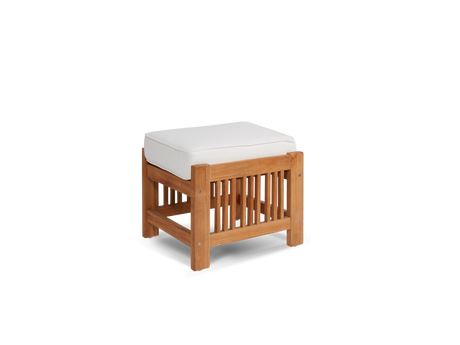 Summer 5-Piece Teak White Outdoor Patio Deep Seating Set with Subrella White Cushion - Ornate Home