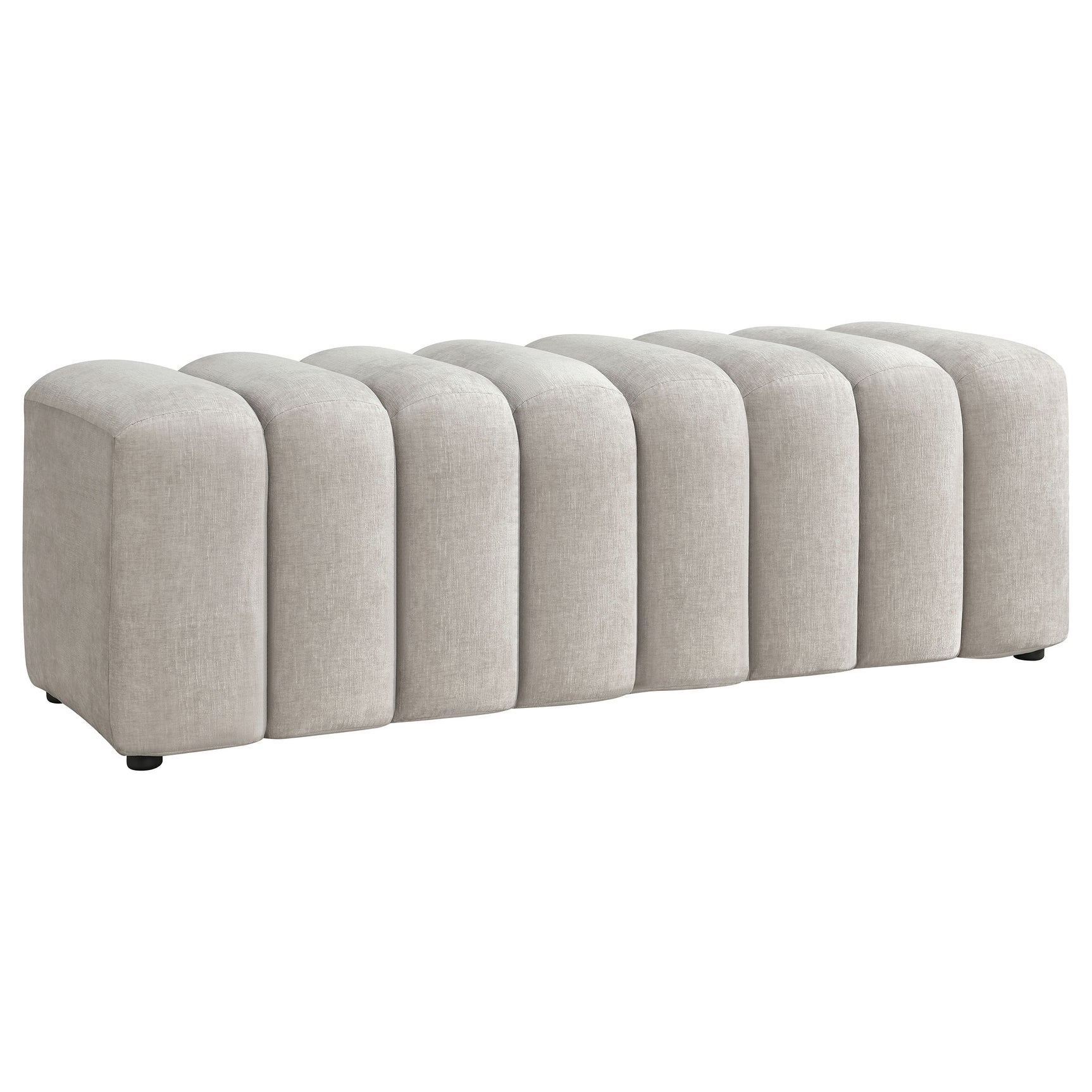 Summer Beige Chenille Upholstered Channel Accent Bench - Ornate Home