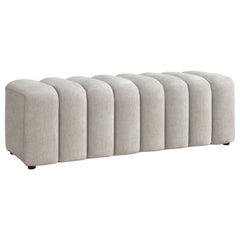 Summer Beige Chenille Upholstered Channel Accent Bench - Ornate Home