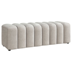 Summer Beige Chenille Upholstered Channel Accent Bench - Ornate Home
