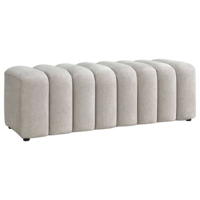Summer Beige Chenille Upholstered Channel Accent Bench - Ornate Home