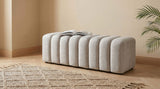 Summer Beige Chenille Upholstered Channel Accent Bench - Ornate Home