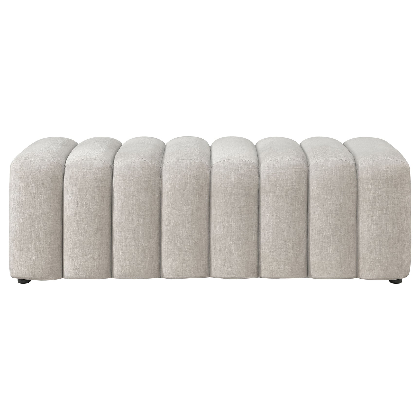 Summer Beige Chenille Upholstered Channel Accent Bench - Ornate Home