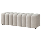 Summer Beige Chenille Upholstered Channel Accent Bench - Ornate Home