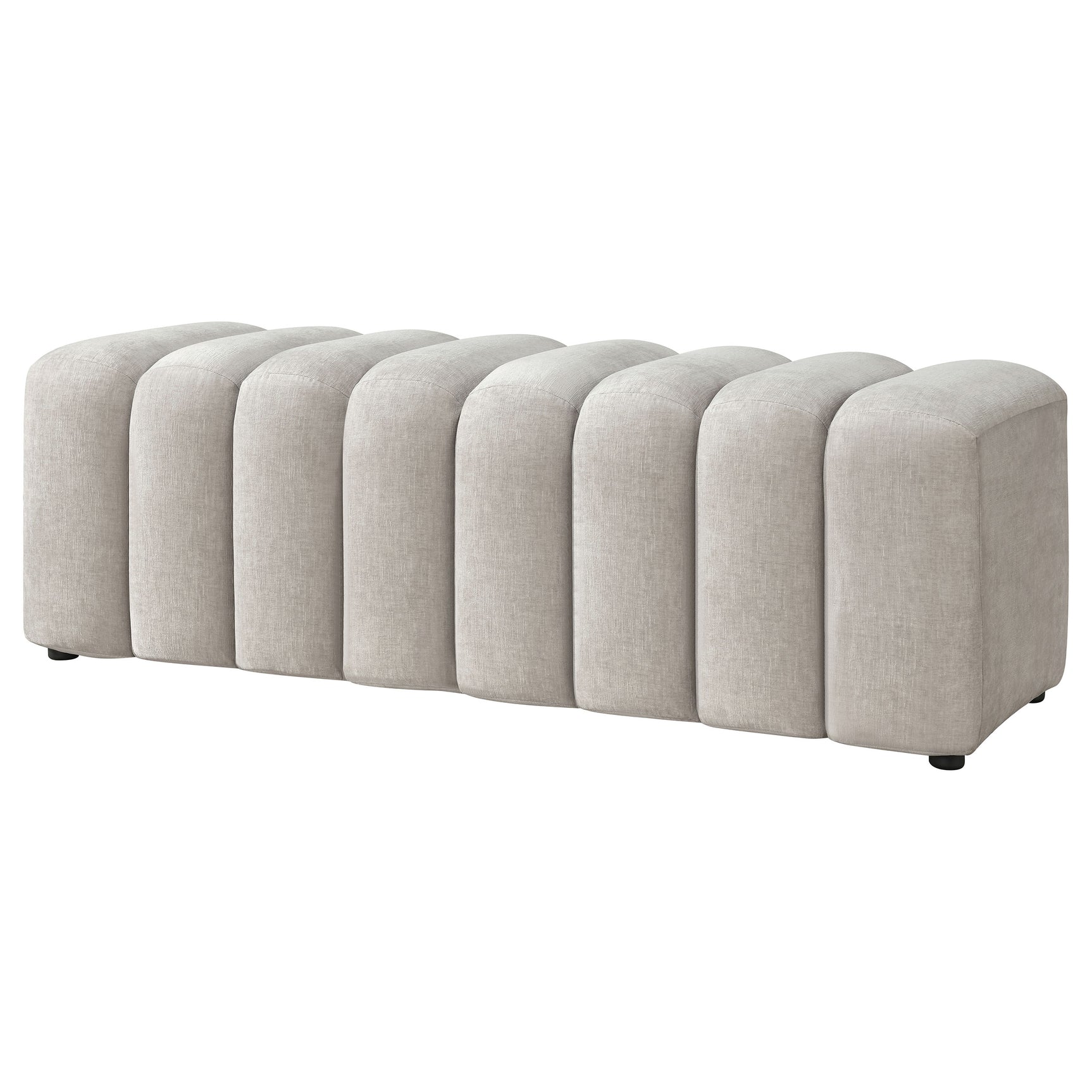 Summer Beige Chenille Upholstered Channel Accent Bench - Ornate Home
