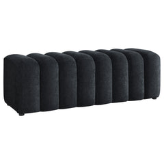 Summer Black Chenille Upholstered Channel Accent Bench - Ornate Home
