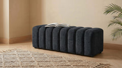 Summer Black Chenille Upholstered Channel Accent Bench - Ornate Home
