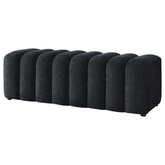 Summer Black Chenille Upholstered Channel Accent Bench - Ornate Home