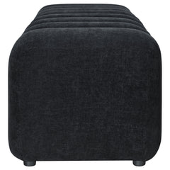Summer Black Chenille Upholstered Channel Accent Bench - Ornate Home
