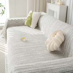 Summer Cooling Ice Silk Sofa Cover, Textured Stripe Soft Breathable Couch Throw Cover - Ornate Home